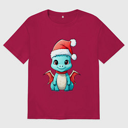 Футболка оверсайз мужская Дракончик новогодний, цвет: маджента