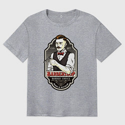 Мужская футболка оверсайз Barber shop barber choice beard mustache