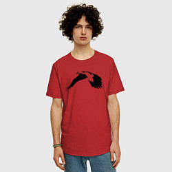 Футболка оверсайз мужская Орёл в полёте трафарет, цвет: красный — фото 2