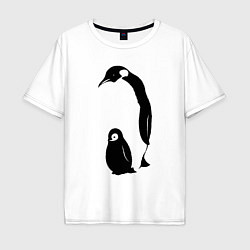 Мужская футболка оверсайз Пингвин с пингвинёнком
