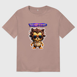 Мужская футболка оверсайз Пиксельный еж в очках