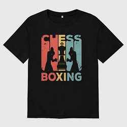 Футболка оверсайз мужская Шахматный бокс, цвет: черный