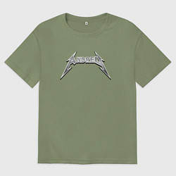 Футболка оверсайз мужская Андрей в стиле рок-группы Металлика, цвет: авокадо