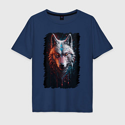 Мужская футболка оверсайз Психоделический волк