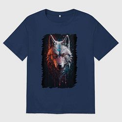 Мужская футболка оверсайз Психоделический волк