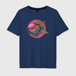 Футболка оверсайз мужская Funny fish, цвет: тёмно-синий