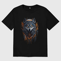 Мужская футболка оверсайз Волк и ловец снов