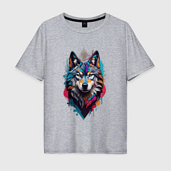 Мужская футболка оверсайз Волк в стиле Граффити