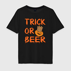 Футболка оверсайз мужская Trick or beer, цвет: черный