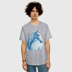 Футболка оверсайз мужская Голубая лошадь, цвет: меланж — фото 2