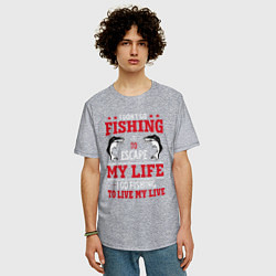 Футболка оверсайз мужская Fishing in my life, цвет: меланж — фото 2