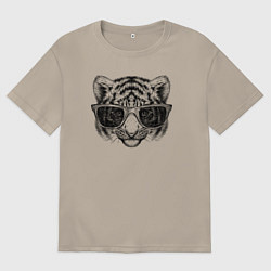 Мужская футболка оверсайз Тигрёнок в очках