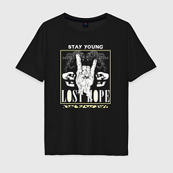 Футболка оверсайз мужская Stay young lost hope, цвет: черный