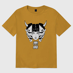 Мужская футболка оверсайз Маска демона Они