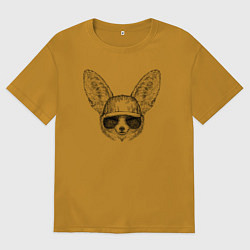 Футболка оверсайз мужская Фенек в очках, цвет: горчичный