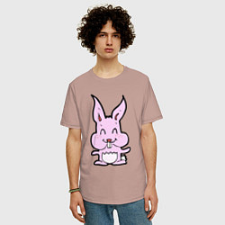 Футболка оверсайз мужская Счастливый кролик, цвет: пыльно-розовый — фото 2