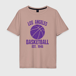 Футболка оверсайз мужская Basketball Los Angeles, цвет: пыльно-розовый