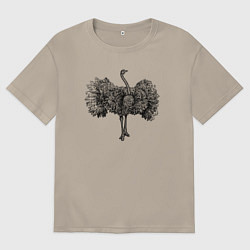 Мужская футболка оверсайз Страус распушился