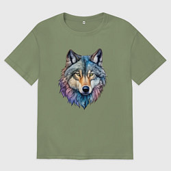 Мужская футболка оверсайз Перламутровый волк