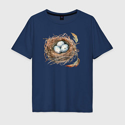Футболка оверсайз мужская Гнездо с яйцами, цвет: тёмно-синий
