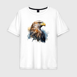 Мужская футболка оверсайз Акварельный орел в брызгах краски