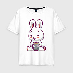Мужская футболка оверсайз Кролик с кружкой
