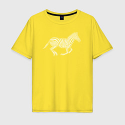 Футболка оверсайз мужская Зебра скачет вид сбоку, цвет: желтый