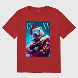 Мужская футболка оверсайз Cyber new year - bear ai art