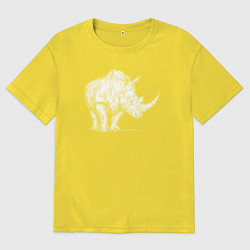 Футболка оверсайз мужская Белый носорог стоит, цвет: желтый