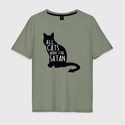 Мужская футболка оверсайз Все кошки работают на сатану
