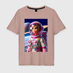 Футболка оверсайз мужская Барби - крутой космонавт, цвет: пыльно-розовый