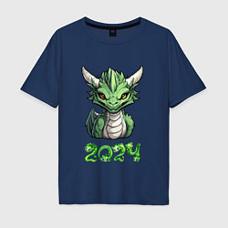 Мужская футболка оверсайз Лесной дракон зеленый