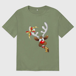 Мужская футболка оверсайз Праздничный олень