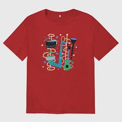 Футболка оверсайз мужская Джазовый ансамбль, цвет: красный