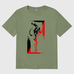 Футболка оверсайз мужская Боевые искуства black and red, цвет: авокадо