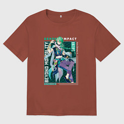 Футболка оверсайз мужская Бай Чжу из геншина, цвет: кирпичный