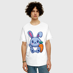 Футболка оверсайз мужская Привет от зайца, цвет: белый — фото 2