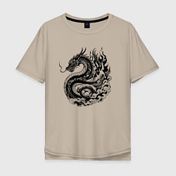Мужская футболка оверсайз Японский дракон - ирезуми