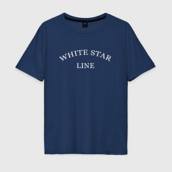 Мужская футболка оверсайз White star line - копия дизайна экипажа на титаник
