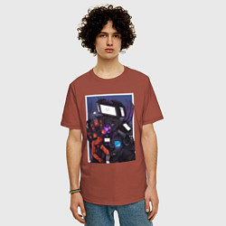 Футболка оверсайз мужская ТВ Мен со Спикерменом и Камераменом, цвет: кирпичный — фото 2