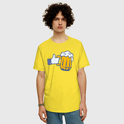 Футболка оверсайз мужская Beer like, цвет: желтый — фото 2