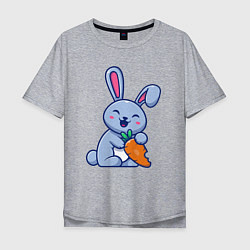 Мужская футболка оверсайз Радостный кролик с морковкой