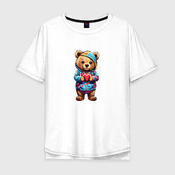 Мужская футболка оверсайз Медведь с сердечком