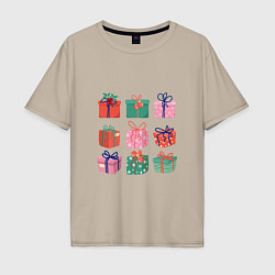 Мужская футболка оверсайз Подарочные разноцветные коробки