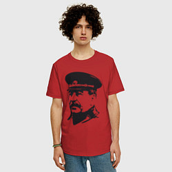 Футболка оверсайз мужская Сталин в фуражке, цвет: красный — фото 2