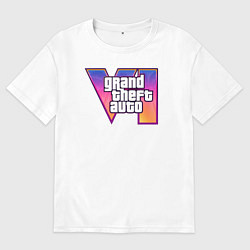 Футболка оверсайз мужская GTA 6 logo, цвет: белый