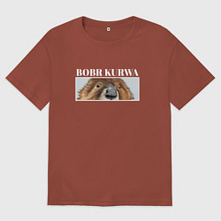 Футболка оверсайз мужская Eyes kurwa bobr, цвет: кирпичный
