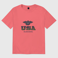 Футболка оверсайз мужская USA Oldschool, цвет: коралловый