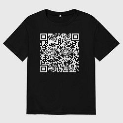 Футболка оверсайз мужская Qr код на песню Never Gonna Give You Up, цвет: черный