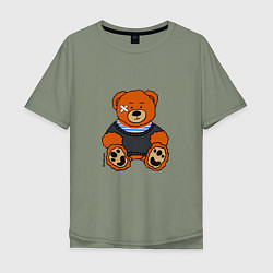Мужская футболка оверсайз Медведь Вова с пластырем
